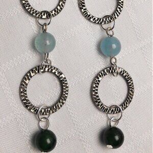 No 64 Handmade earrings with polished stones and antique